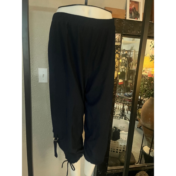 NWT women’s navy capri pants drawstring ankle baggy pants by Moses Crystal - Picture 3 of 13